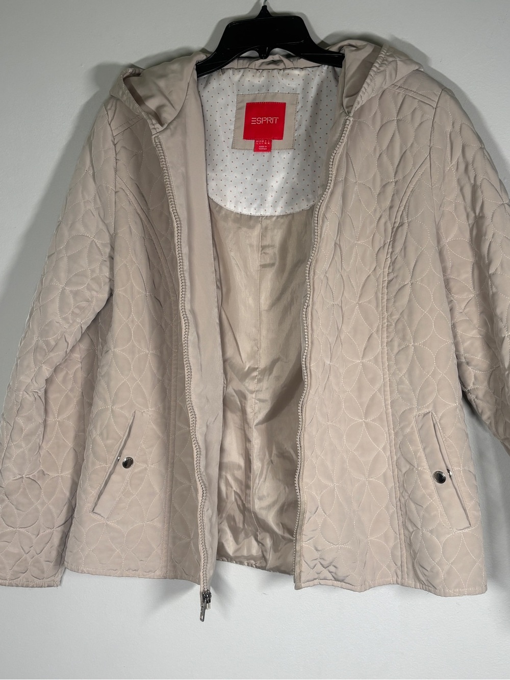 Esprit Light Cream Quilted Hooded Jacket - Picture 7 of 9